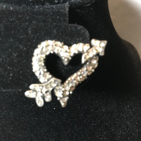 Silver Tone and Crystal Heart Brooch - Picture 1 of 2